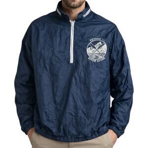 Vintage Pla-Jac Dunbrooke Windbreaker Tetons 70s 1/4 Zip Hidden Hood Blue S